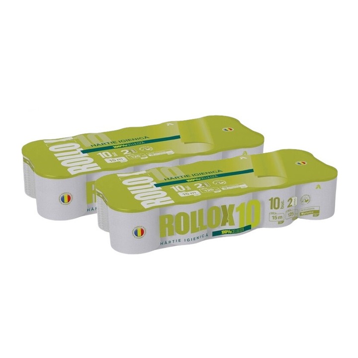 Rollox WC papír, 10 tekercs, 2 réteg, 2 csomagos készlet
