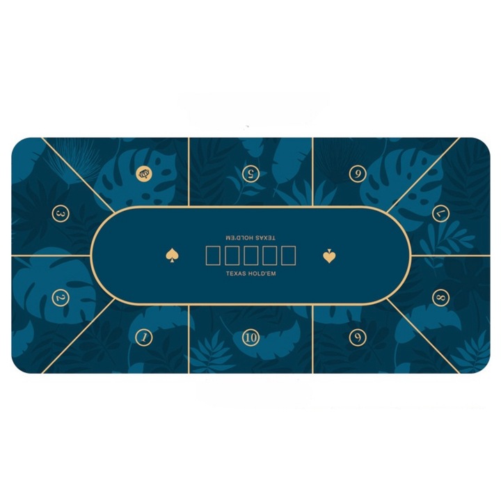 Подложка за покер Texas Hold'em Водоустойчива синя 6 играча 60см*120см*2мм
