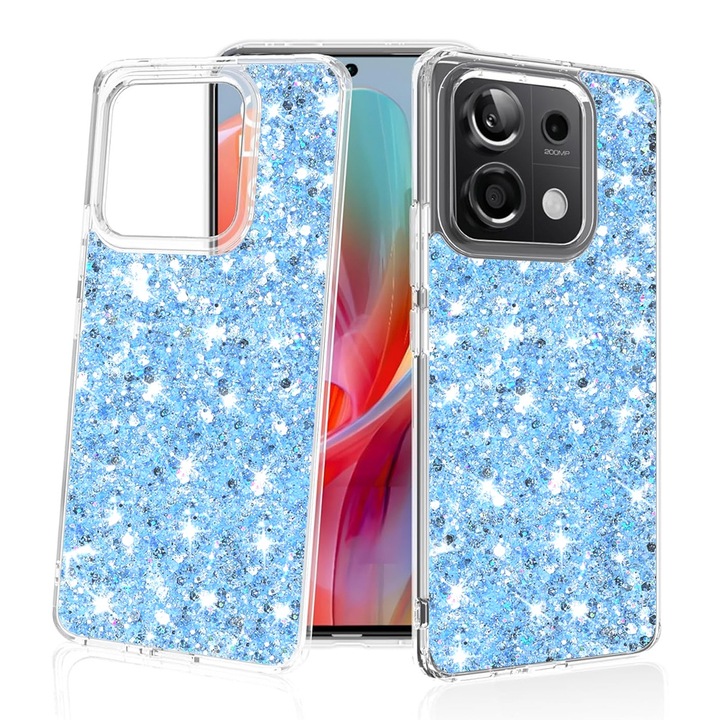 Védőtok Xiaomi Noble Redmi Note 13 Pro 5G/Poco X6 telefonhoz, Sybero Safe, Sparkly Glitter, P47, Lexgard, kék