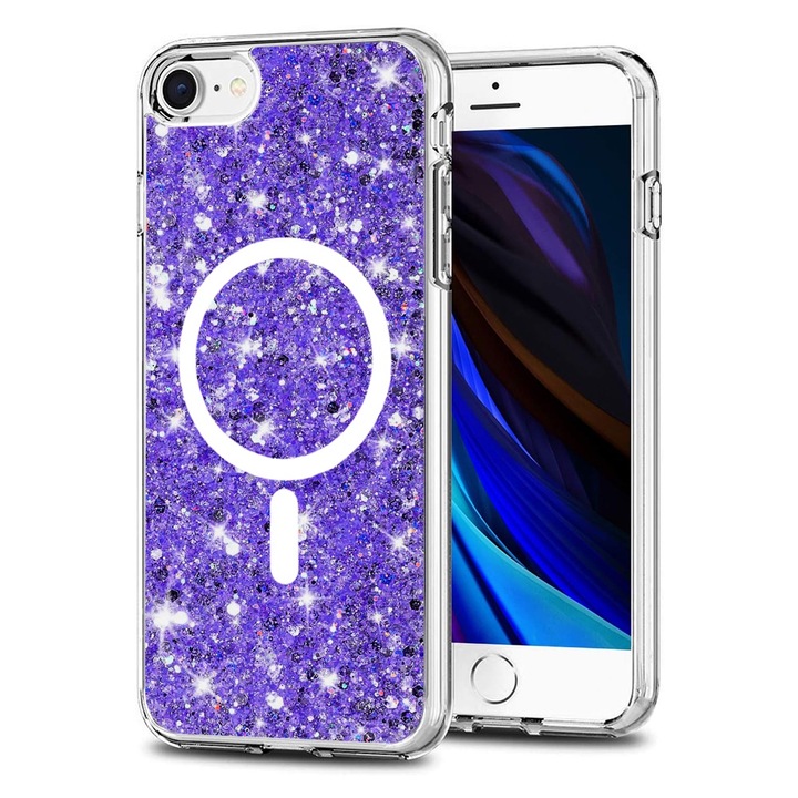 fixGuard Sparkly Glitter MagSafe tok iPhone 7 / 8 / SE 2, SE 2020 / SE 3, SE 2022 telefonokhoz - Lila