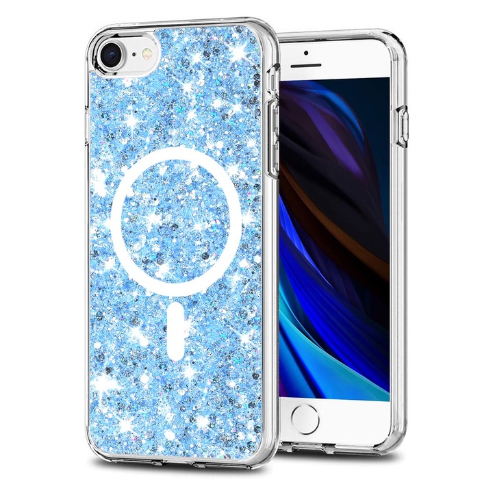 fixGuard Sparkly Glitter MagSafe tok kompatibilis iPhone 7 / 8 / SE 2, SE 2020 / SE 3, SE 2022 telefonokhoz - kék