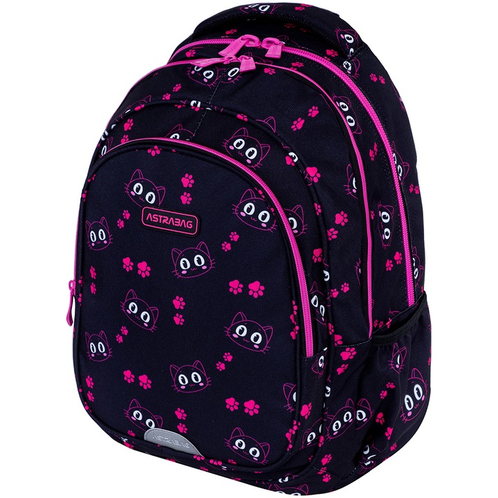 Ghiozdan, Astrabag, AB300, 3 compartimente, 42x30x19 cm, design negru