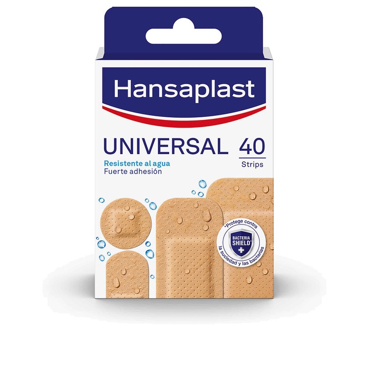 Plasturi Hansaplast HP Universal, 4 marimi, set 40 buc, antibacterieni