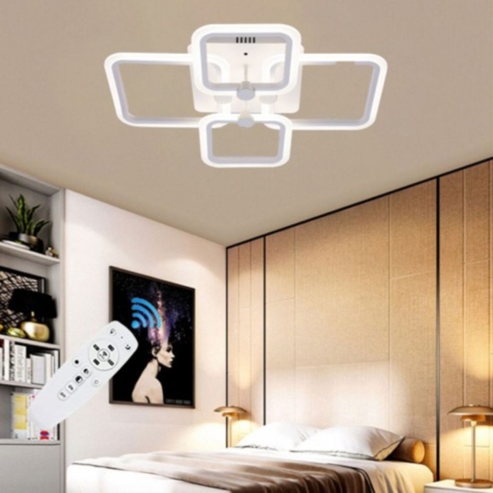 Plafoniera LED cu 4 brațe, 80W, 3 culori, 600x120mm
