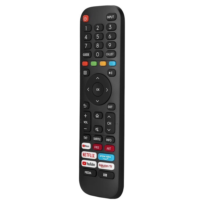 GSC ® TV дистанционно управление Съвместимо с Hisense Smart, EN2G30H, Netflix, YouTube, RakutenTV, Prime Video, черно, включени батерии