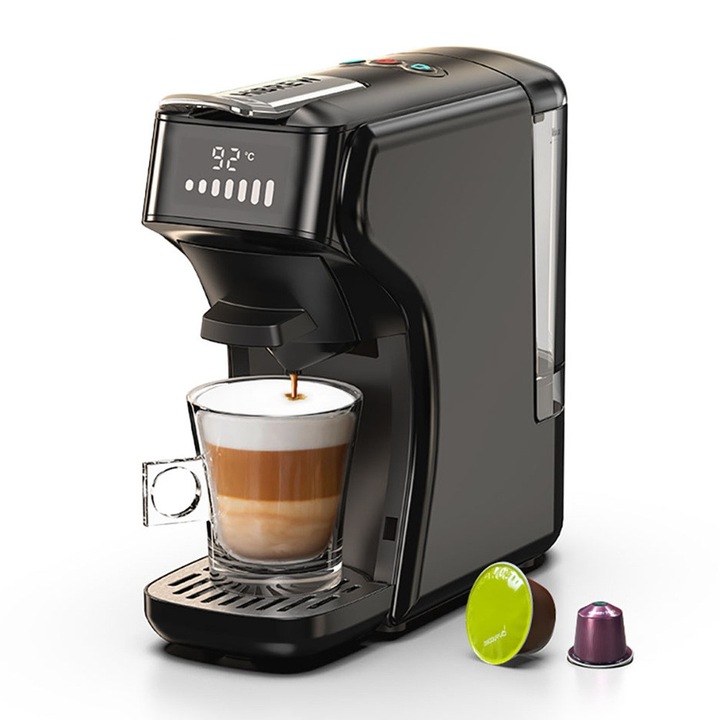 Espressor cu capsule 6in1 HiBREW H1B, Espresso multiplu cald/rece, 20 bar, 1450W, 600ml, Thermoblock, Compatibil cu capsule Nespresso, Dolce Gusto, KCup, ceai, plicurile ESE si cafea macinata, Negru