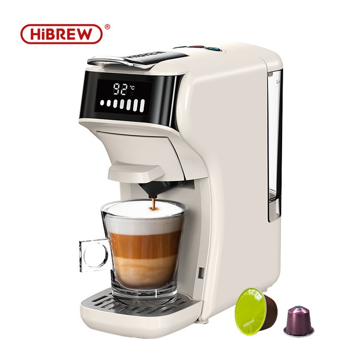 Espressor cu capsule 6in1 HiBREW H1B, Espresso multiplu cald/rece, 20 bar, 1450W, 600ml, Thermoblock, Compatibil cu capsule Nespresso, Dolce Gusto, KCup, ceai, plicurile ESE si cafea macinata, Bej