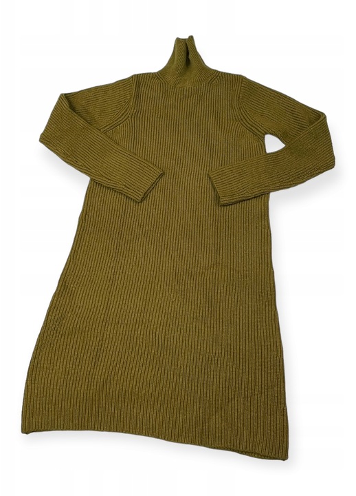 Rochie tunica de dama cu maneci lungi si decolteu ZARA, Acril, Verde, XS INTL