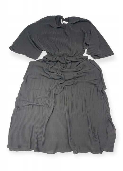 Rochie de dama pliata lunga, Poliester, Negru, XL INTL