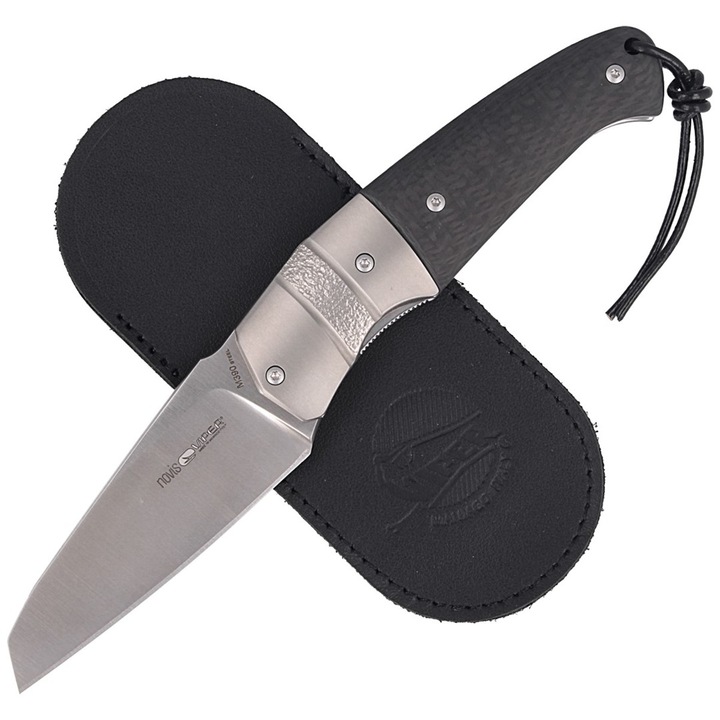 Set briceag Viper Novis si husa, Otel, 76mm, Negru/Gri