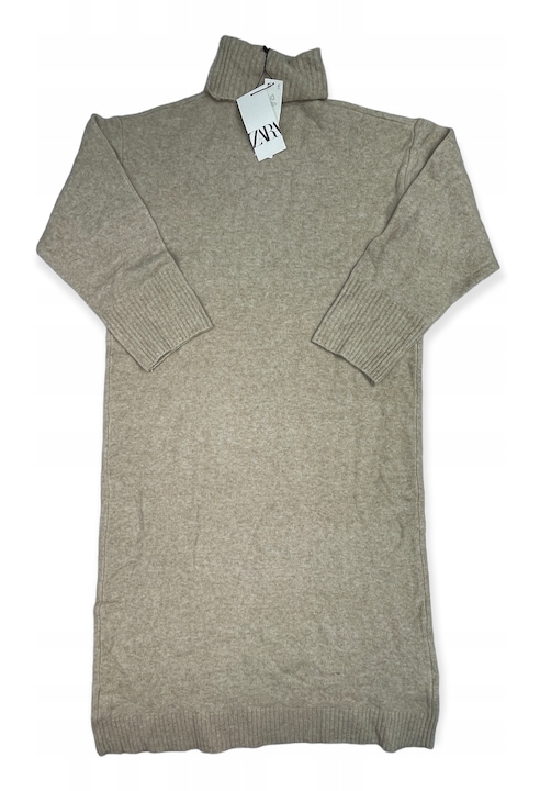 Rochie de dama tricotata cu maneca lunga, Nailon, Gri, M INTL