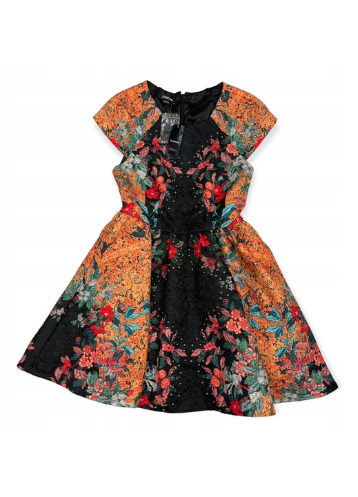 Rövid ujjú női ruha, BEBE, pamut, többszínű, XS-S INTL