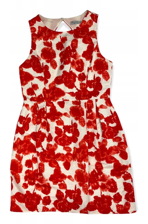 Rochie de vara de dama colorata cu bretele ELIGA, Poliester, Rosu/Alb, L INTL