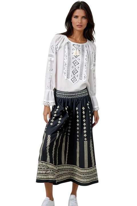 Fusta dama R24F, Negru/Bej
