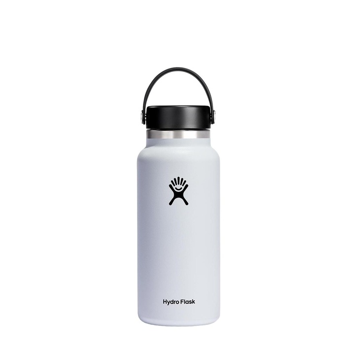 Термос, Hydro Flask, неръждаема стомана, с капак, 946 ml, бяло/черно