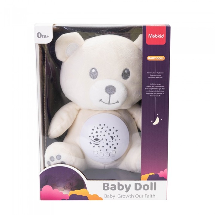 Lampa de veghe proiector stele, Askato, sunete delicate, multicolor, 26x19x14cm