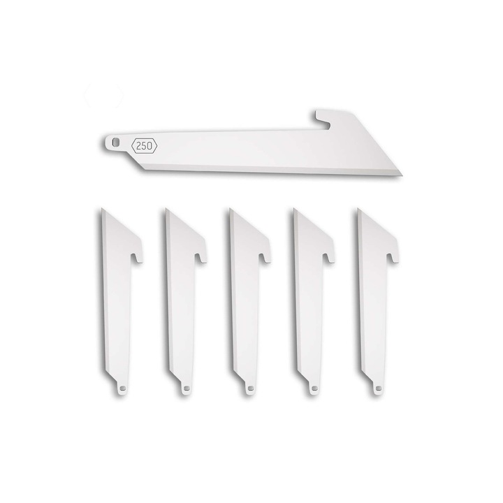 Set 6 Lame de Schimb OUTDOOR EDGE Utility 250, Otel Inoxidabil Japonez 420J2, Ultracute, Durabile, pentru Cutite Pliante Razor 2.5 inch (6.4 cm), Aplicatii Outdoor, Vanatoare, Bushcraft, Pescuit, Camping