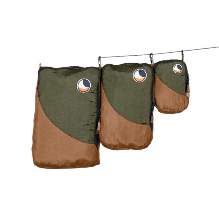 3 darabos Ticket To The Moon utazási szervező szett, nejlon, zöld/barna