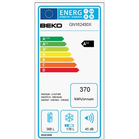Side by side Beko GN162430X, No Frost, 529 l, Clasa A++, H 182 cm, Minibar, Inox