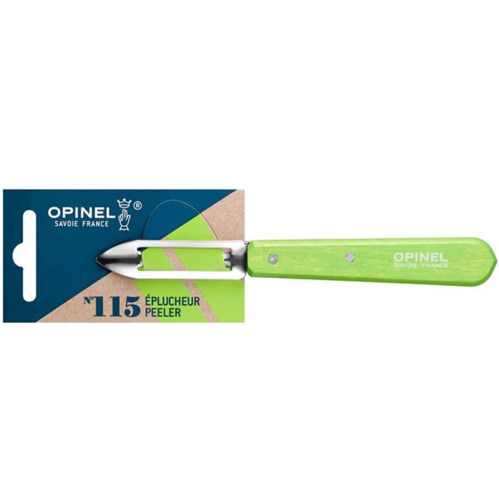 Curatator legume si fructe Opinel Essentiels, lama 60mm, maner lemn de fag, verde, 155mm
