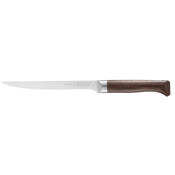 Cutit de bucatarie Opinel Les Forges 1890 Slim, otel inoxidabil, maner din lemn de fag, 18cm
