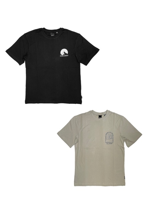 2 db-os férfi póló készlet, Only&Sons, pamut, szürke/fekete, Fekete/Szürke