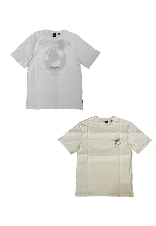 2 db-os férfi póló készlet, Only&Sons, pamut, fehér/bézs, Fehér/Bézs