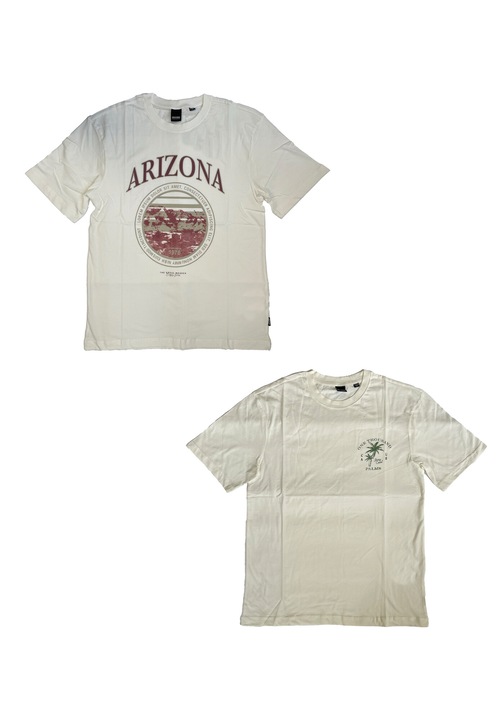 2 db-os férfi póló készlet, Only&Sons, pamut, bézs/fehér, Fehér/Bézs