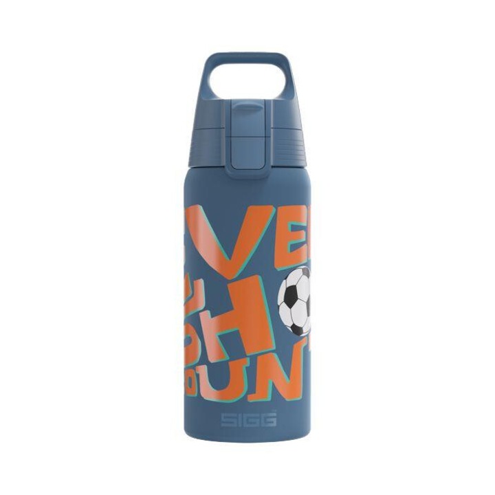 Sigg Shield One Ballgame szigetelt vizes palack, rozsdamentes acél, szilikon, Royal Blue, 0,5L