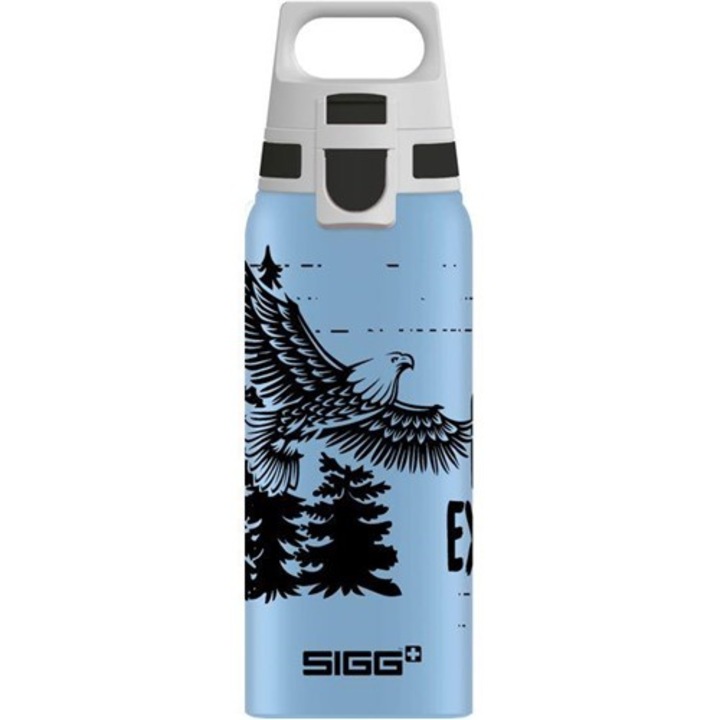 Бутилка за вода SIGG Brave Eagle 0.6L, 22.5x7.1 см, рециклируема, синя