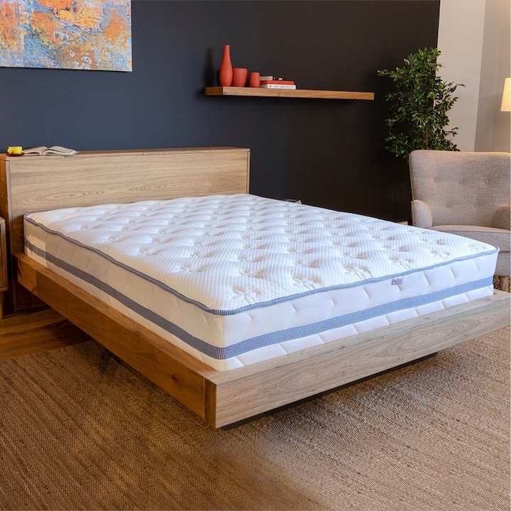 Saltea Ortopedica, Best Sleep, Infinity Blue 190x200x35 cm, spuma poliuretanica si arcuri ambalate individual, fermitate medie