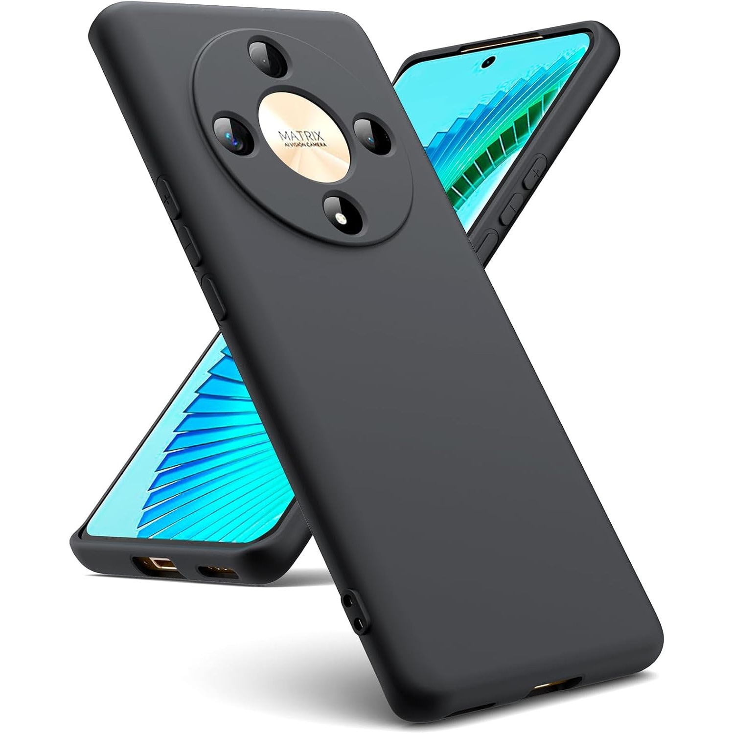 Husa pentru Honor Magic 8 Lite Liquid Silicone, subtire, captusita cu microfibra, anti amprenta, protectie camera foto, negru