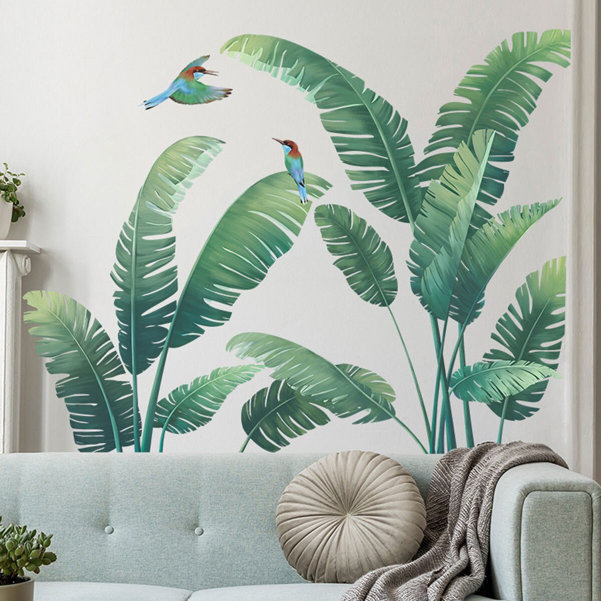 Set 2 Stickere Decorative BGHYHYHI, Tropical, verde, 90x30cm - eMAG.ro