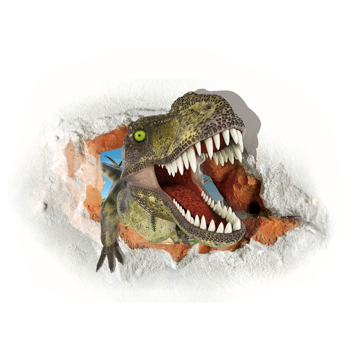 Stickere decorative 3D cu dinozauri, AMRINUGL, autocolante removabile, compatibile cu diverse suprafete, multicolor