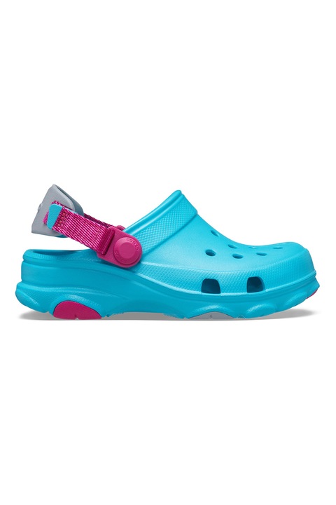 Crocs, Saboti slingback cu bareta contrastante, Gri deschis/Fucsia/Albastru deschis