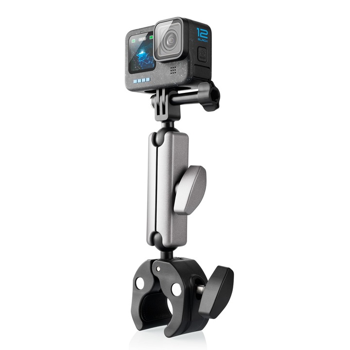 Стойка за мотоциклет GoPro, за екшън камера, ротация на 360°, алуминий, съвместим с Insta360/X3/Hero 12 11 10 9