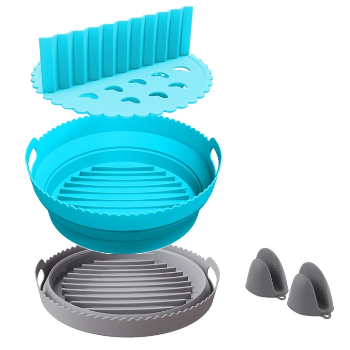 Újrafelhasználható szilikon tálca készlet légsütőhöz, hőálló, többszínű, 7,8x2,7 hüvelykes