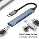 Хъб 4 в 1 USB Type-C Port Hub, 3x USB2.0, 1x USB3.0, сив, за лаптоп Mac, USB стик, друго устройство Type-C