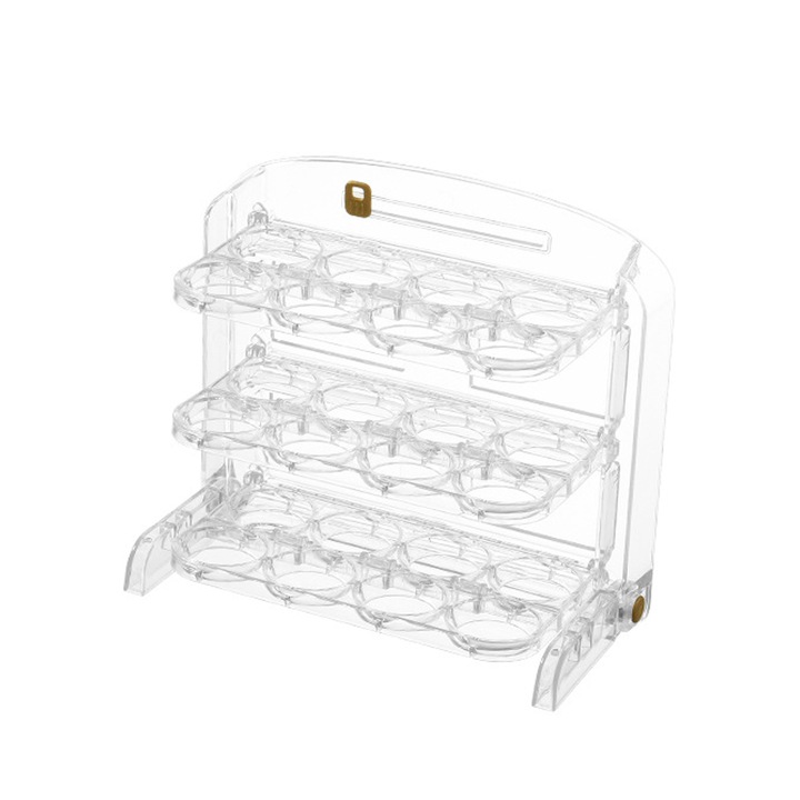 Cutie alimentara pliabila pentru oua, 3 straturi, alb transparent, 23x11x20.5cm