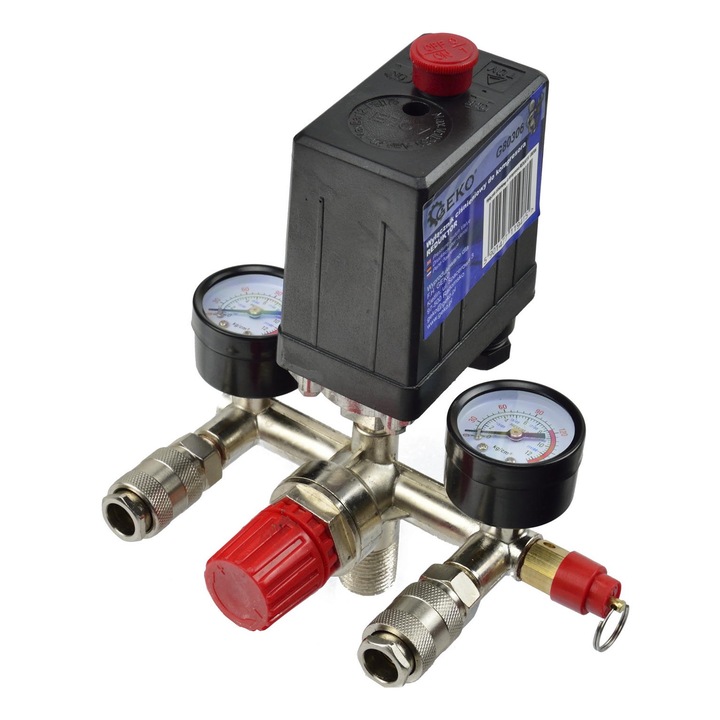 Пресостат за монофазен компресор, Geko, С регулатор и манометри
