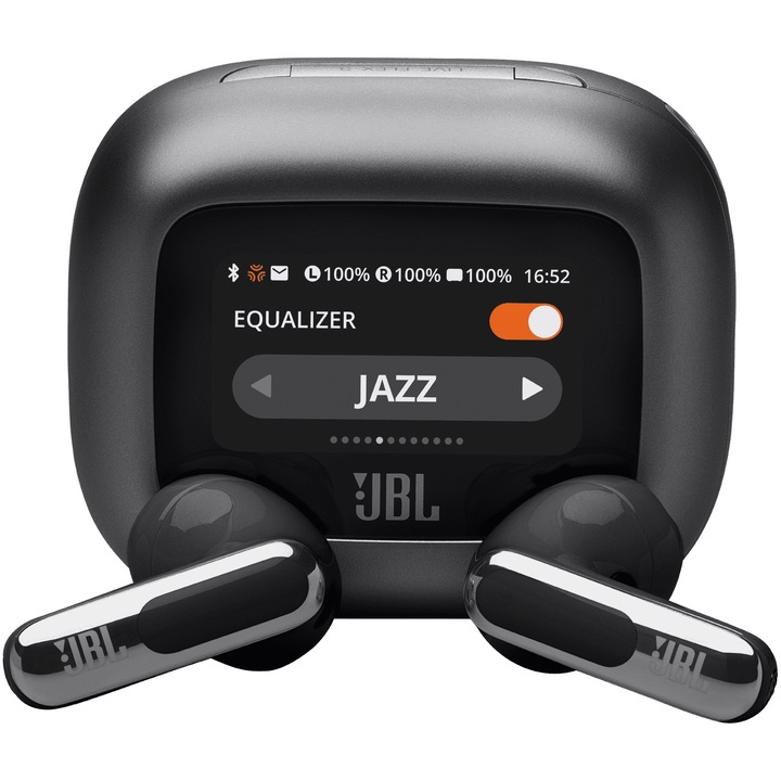 Casti In-Ear JBL Live Flex 3, Bluetooth 5.3, Hi-Res, Smart Case, True Adaptive NC, Autonomie 50H, Multi-point, IP54, Negru