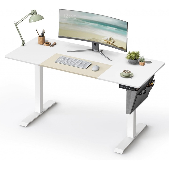 Cadru pentru Birou Songmics, model 59803, 140x72-120x60 cm, Alb/Bej