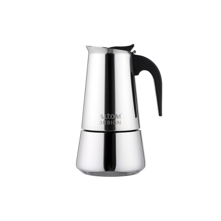 Espresso kávéfőző tűzhelyhez, Altom, Rozsdamentes acél, 4 csésze, 200 ml, 17,5x10cm, Ezüst