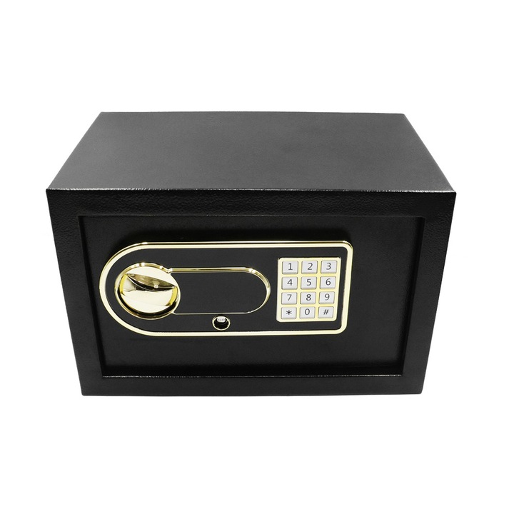 Seif cu cheie, 31x20x20cm, 8 litri, negru, cu 2 chei de siguranta