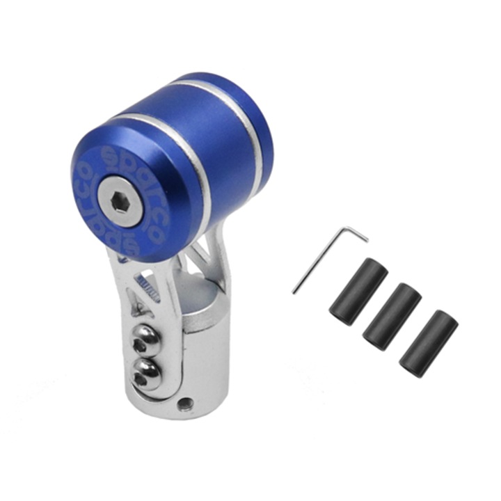 Buton manete de viteze auto, albastru/argintiu, 10x5.5x4cm, cu 3 adaptoare, din aluminiu