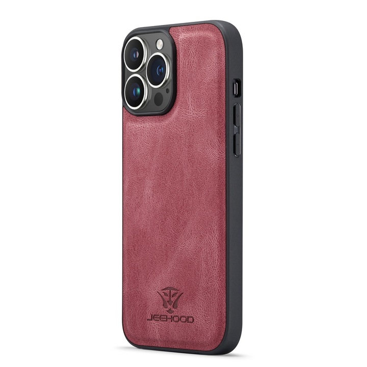 Калъф за iPhone 14 Pro, CaseMe, мека текстурирана кожа, back cover, червен