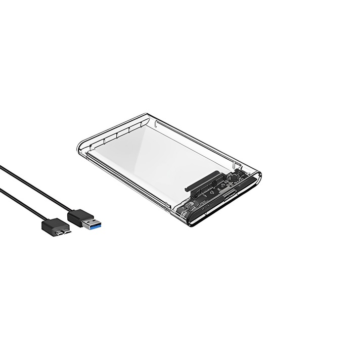 Carcasa pentru HDD/SSD 2.5" SATA cu conexiune USB 3.0, 13x8cm