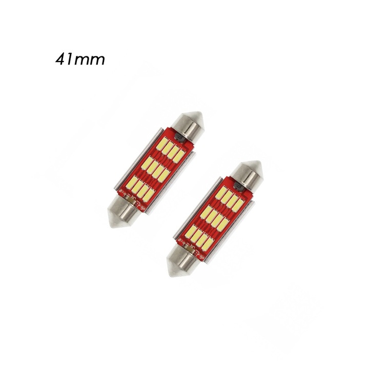 Set 2 Becuri LED 12V 12 SMD 6000K 41x12mm