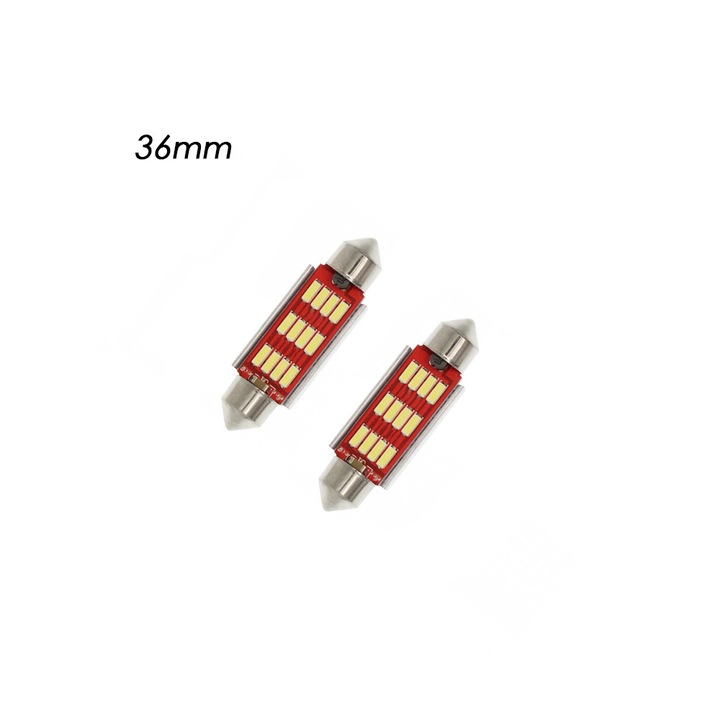 Set Becuri LED 12 SMD 12V 6000K 36x12mm 2 bucati