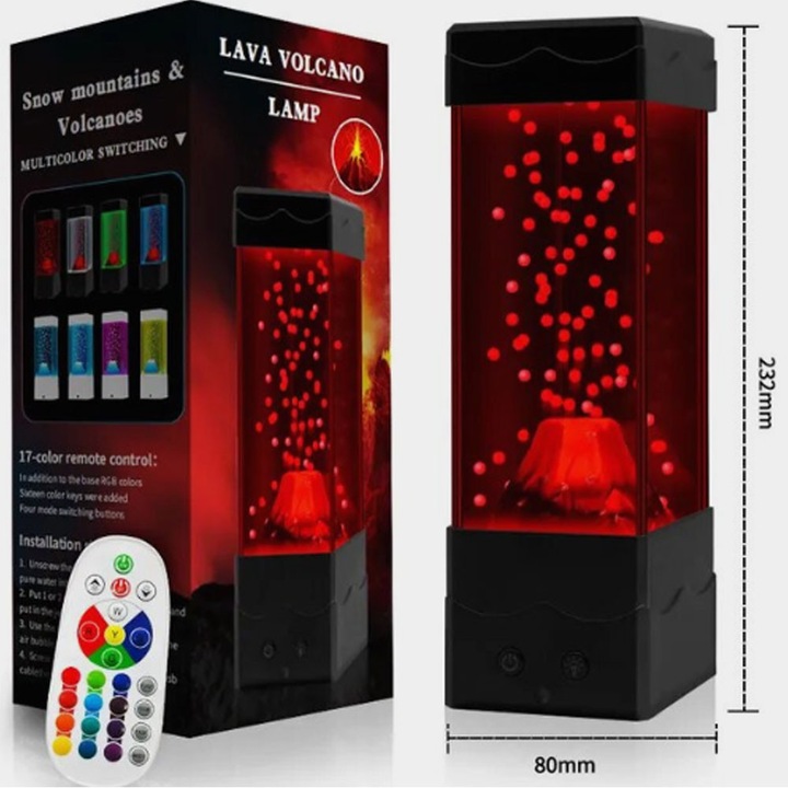 Lampa LED cu telecomanda, ABS, RGB, 22.7x7.7x6.8cm, Negru